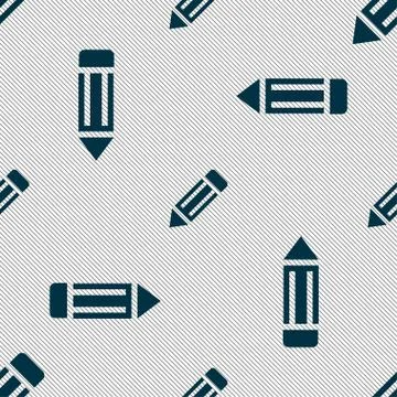 Pencil icon sign. Seamless pattern with geometric texture. イラスト素材
