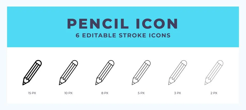 Pencil icon in thin line. Bold line. Regular line. Editable stroke. Stock Illustration