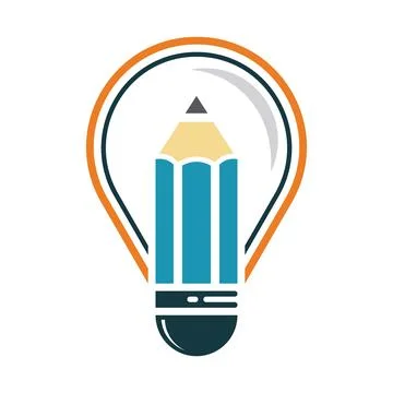 Pencil Idea Vector Logo Design Stock Illustration