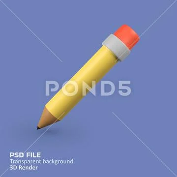 Pencil isolated 3d render icon illustration Modello PSD