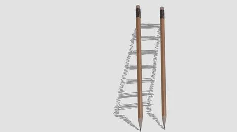 Pencil Ladder,success creative concept . Stock Illustration
