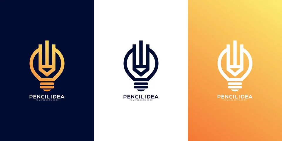 Pencil lamp idea logo vector design Stock Illustration