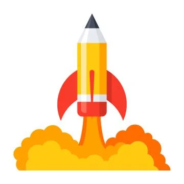 Pencil Launch Icon Stock Illustration
