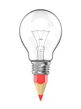Pencil light bulb as creative concept. 3D Pencil light bulb as creative co... Stock Photos