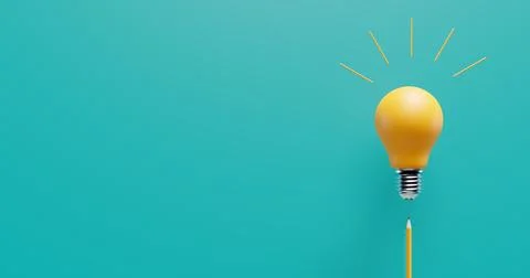 Pencil light bulb solution. Brainstorm invention ideas. Stock Illustration