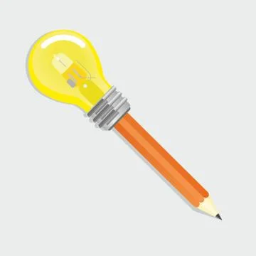 Pencil with lightbulb Stock Illustration