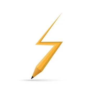 Pencil in the lightning shape. Vector illustration Stock Illustration