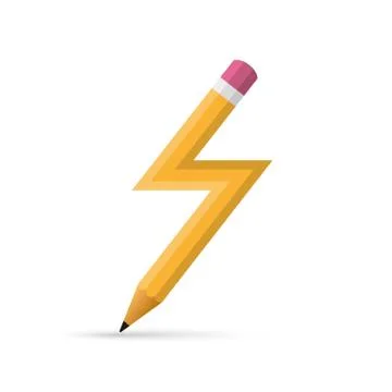Pencil in the lightning shape. Vector illustration Stock Illustration