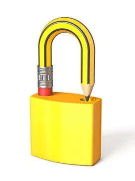 Pencil lock 3D Stock Illustration