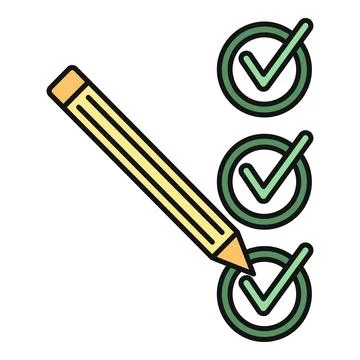 Pencil marking checkmarks on a checklist イラスト素材