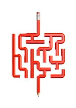 Pencil maze concept Stock Illustration