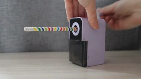 Pencil in mechanical sharpener Stock Footage 169279479