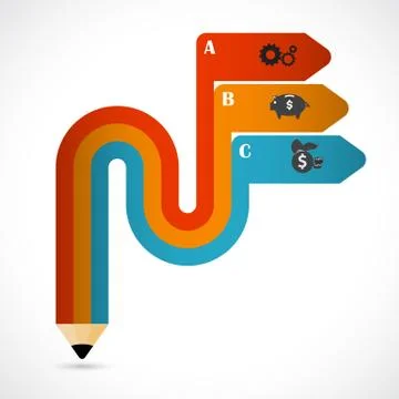 Pencil modern minimal arrow elements for business infographics. Material styl 스톡 일러스트
