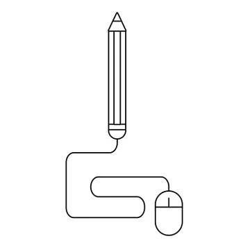 Pencil with mouse Illustrazione stock