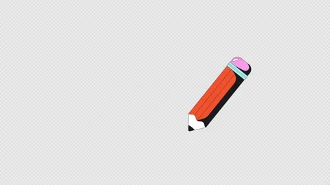 Pencil moving smoothly in writing drawing action 2D cartoon object animation Stock Footage 332272536