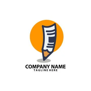 Pencil newspaper logo design vector Illustrazione stock