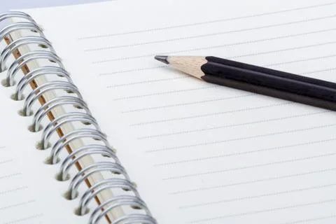 Pencil on notebook close up shoot Stockfoto's