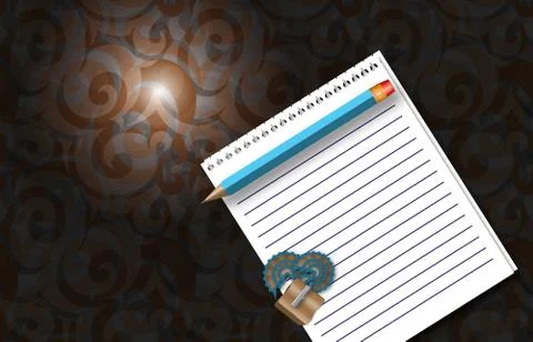 Pencil on notebook Stock Illustration