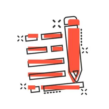 Pencil notepad icon in comic style. Document write vector cartoon illustratio Illustrazione stock