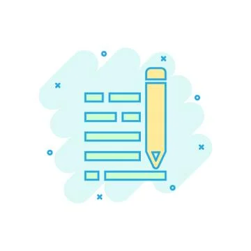 Pencil notepad icon in comic style. Document write vector cartoon illustratio Stock Illustration