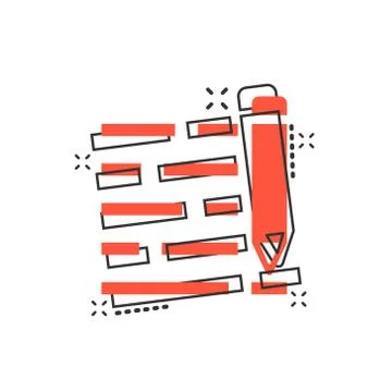 Pencil notepad icon in comic style. Document write vector cartoon illustratio Stock Illustration