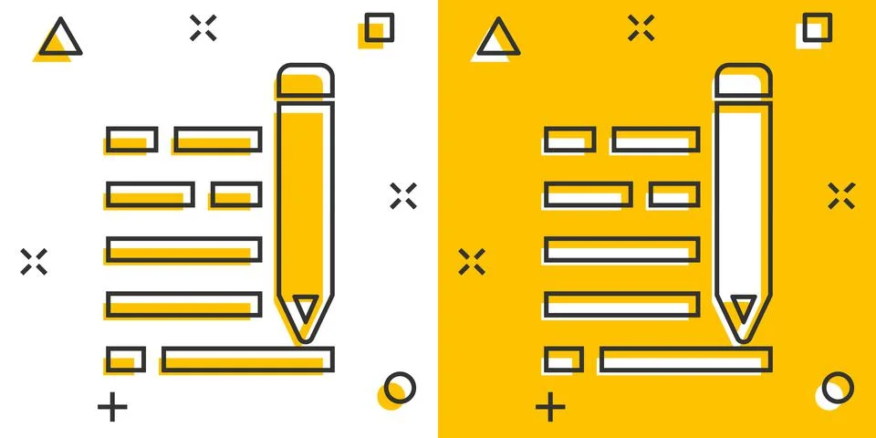 Pencil notepad icon in comic style. Document write vector cartoon illustratio Illustrazione stock