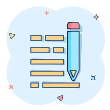 Pencil notepad icon in comic style. Document write vector cartoon illustratio Stock Illustration