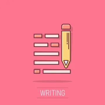 Pencil notepad icon in comic style. Document write vector cartoon illustrat.. 스톡 일러스트