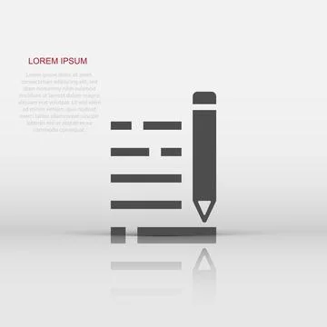 Pencil notepad icon in flat style. Document write vector illustration on wh.. 스톡 일러스트