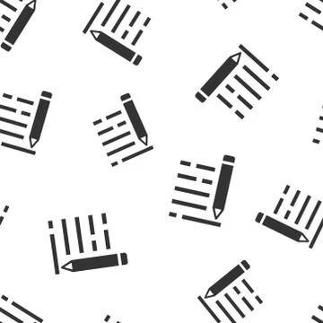 Pencil notepad icon seamless pattern background. Document write vector illust 스톡 일러스트
