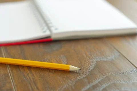 Pencil open notebook education Stock Photos