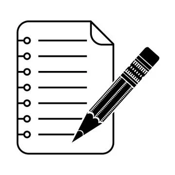 Pencil with Opened Notepad Line Icon. Square Spiral Notebook Symbol. Empty Blank Illustrazione stock