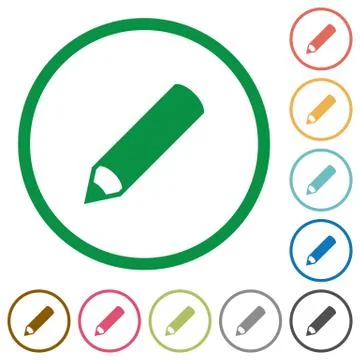 Pencil outlined flat icons Illustrazione stock