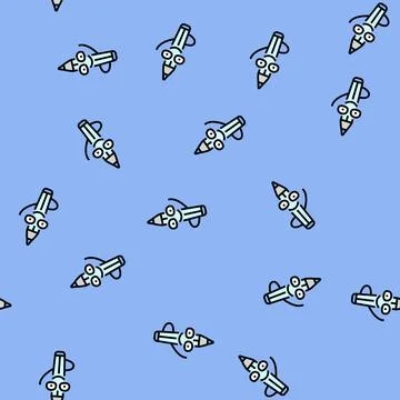 Pencil pen character vector seamless pattern Illustrazione stock