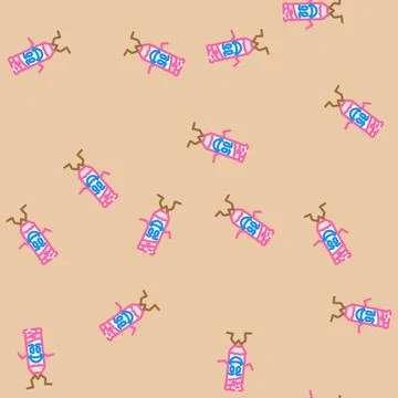 Pencil pen character vector seamless pattern Stock Illustration