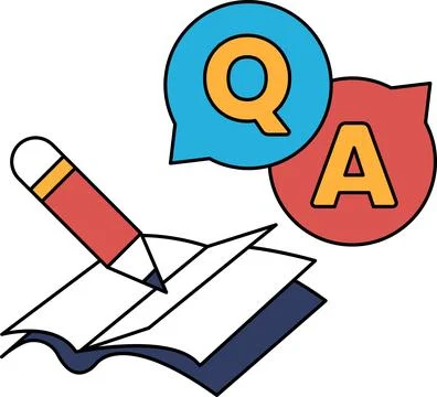 A pencil is on a piece of paper with a question mark and an A Stock Illustration