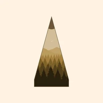 Pencil Pine Forest Logo Illustrazione stock