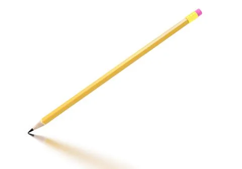 Pencil with pink rubber with reflection isolated on white background Illustrazione stock