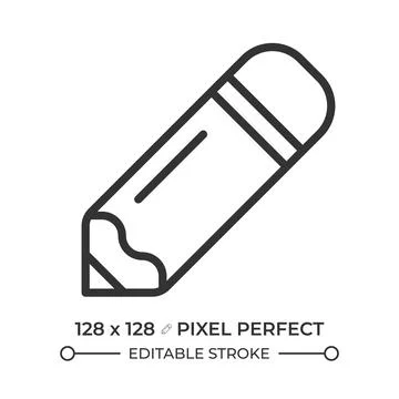 Pencil pixel perfect line icon Stock Illustration