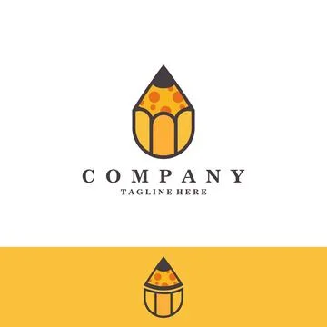 Pencil pizza logo design vector Stock Illustration