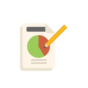 Pencil pointing at pie chart on paper representing data analysis Stock Illustration