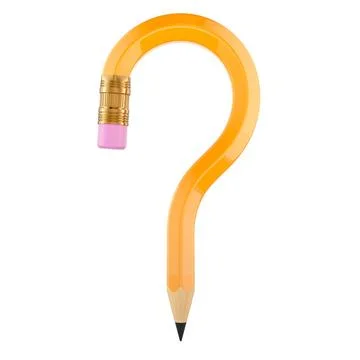 Pencil as question mark, 3D rendering Pencil as question mark, 3D renderin... Stock Photos