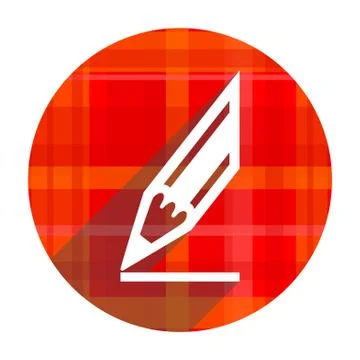 Pencil red flat icon isolated. Illustrazione stock