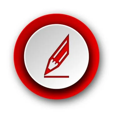 Pencil red modern web icon on white background. Illustrazione stock