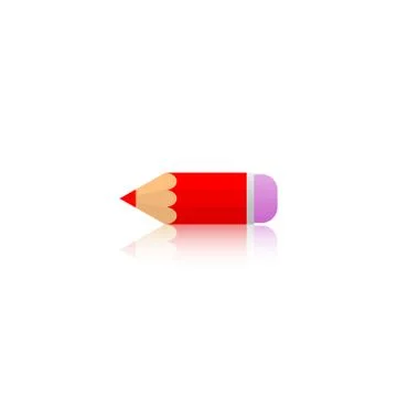 Pencil with reflection on white background. Stock Illustration
