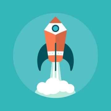 Pencil rocket flying high up Illustrazione stock
