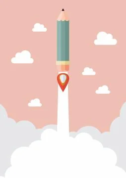 Pencil rocket launch Stock Illustration