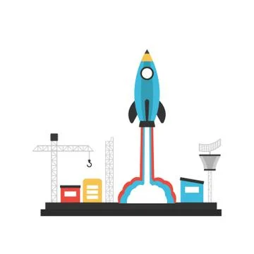 Pencil rocket launch Illustration