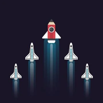 Pencil rocket leader Illustrazione stock