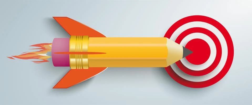 Pencil Rocket Target Header Stock Illustration